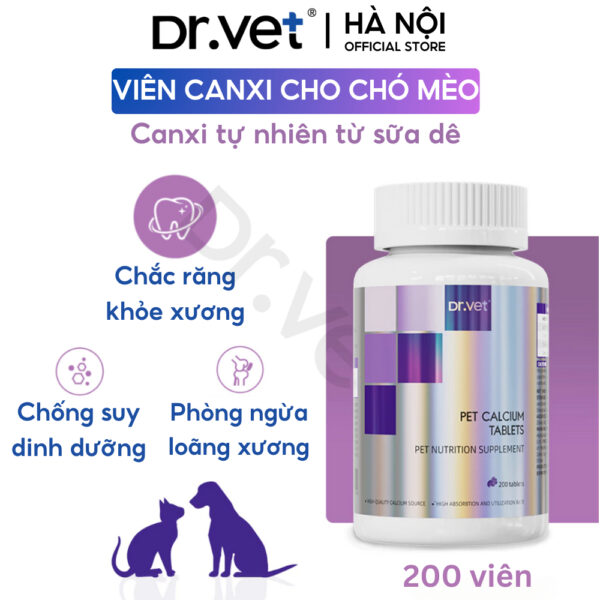 Viên Canxi cho chó mèo chắc răng khỏe xương DrVET