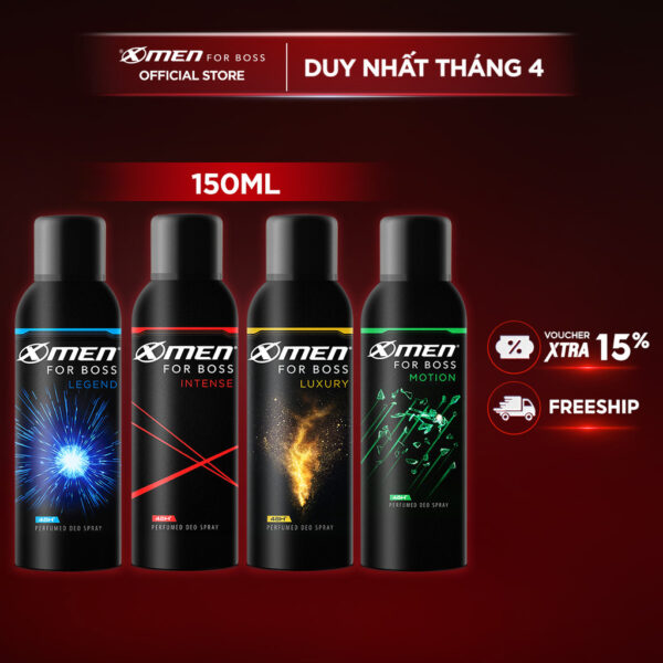 Xịt khử mùi X-Men For Boss 150ml Intense/Luxury/Legend/Motion - Hương nước hoa châu Âu
