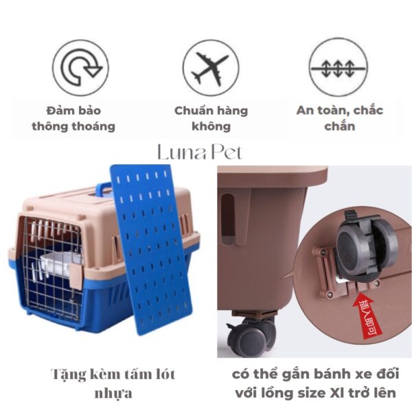 Lồng vận chuyển chó mèo chuẩn hàng không IATA LunaPet LV01 , lồng hàng không vận chuyển chó mèo - Hình ảnh 3